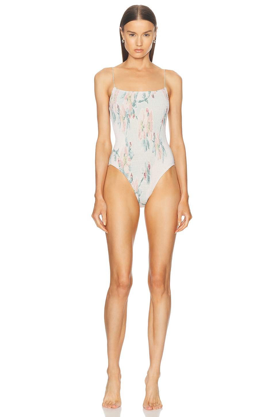 Image 1 of Toteme Smocked Swimsuit in Washed Floral