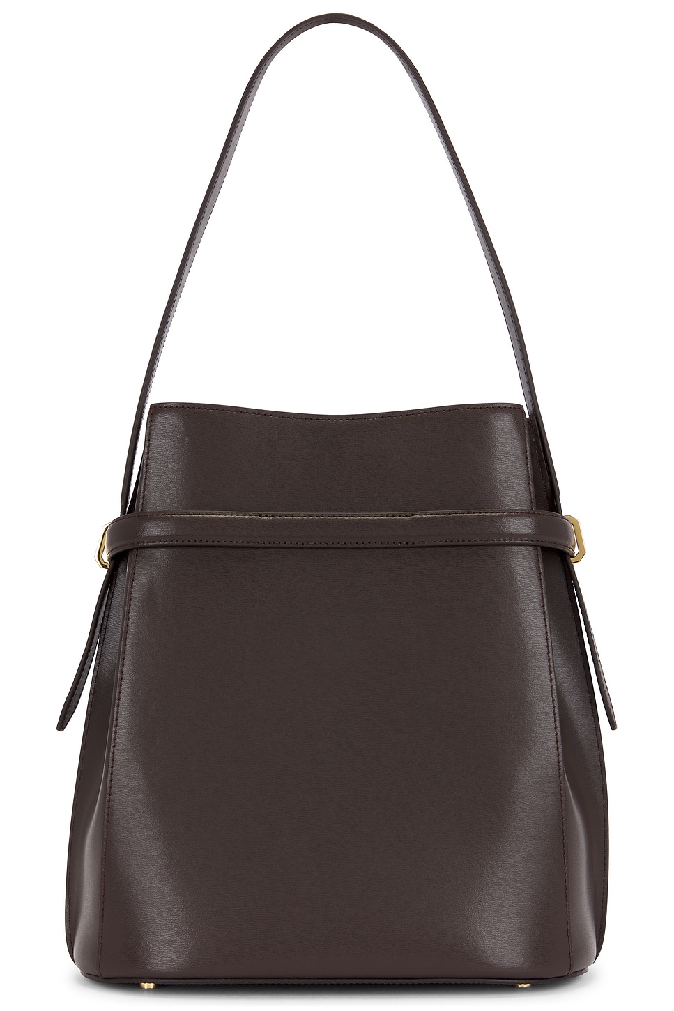 Totême Belted Leather Bucket Bag In Bark