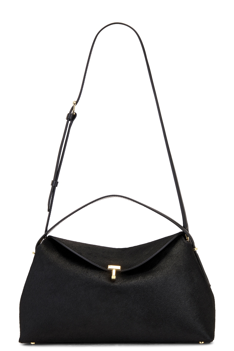 T-Lock Pony Hair Top Handle Bag in Black