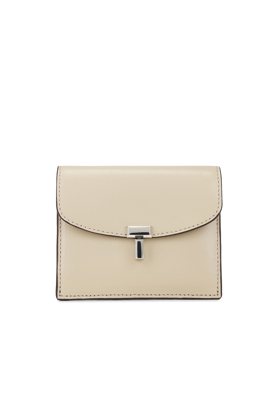 T-Lock Leather Cardholder in Cream