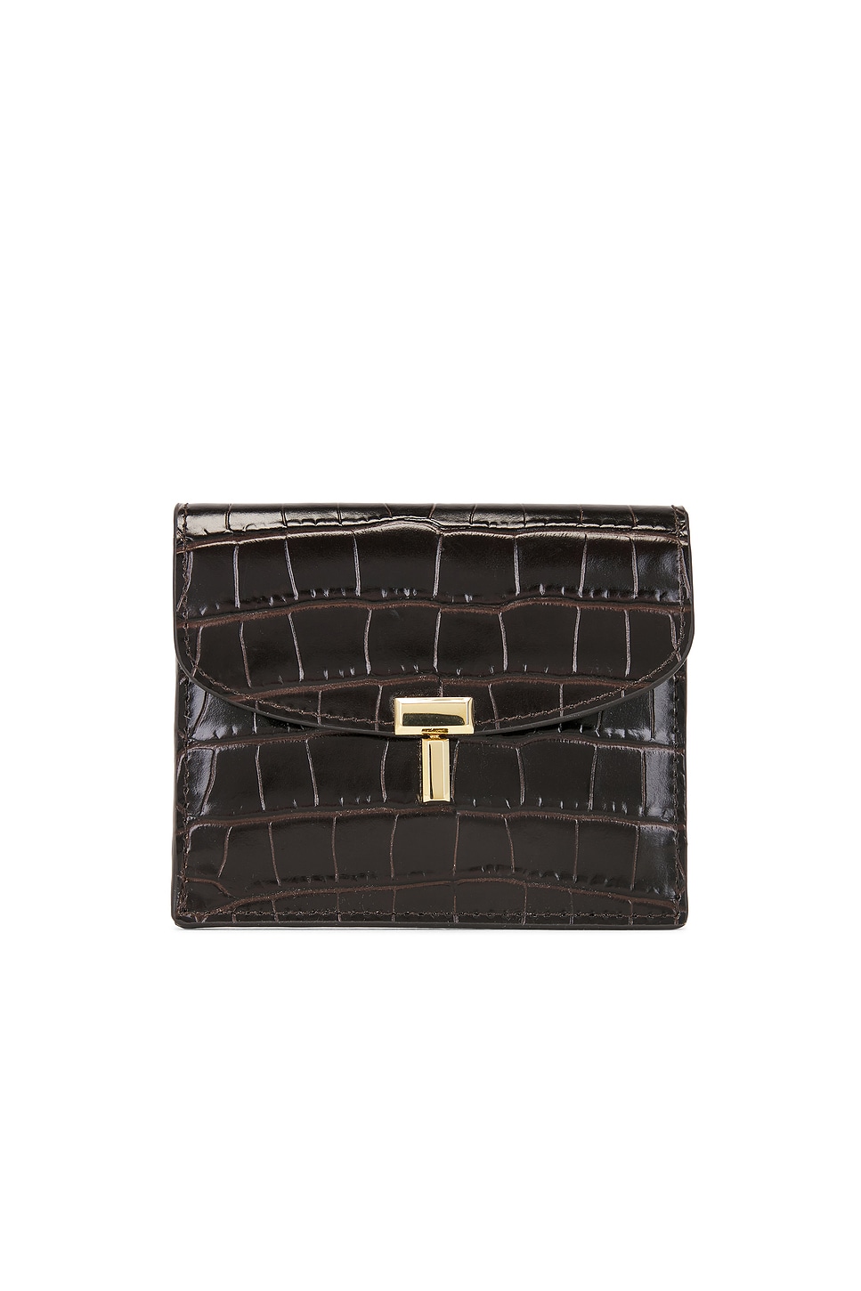 T-Lock Croco Embossed Cardholder in Chocolate
