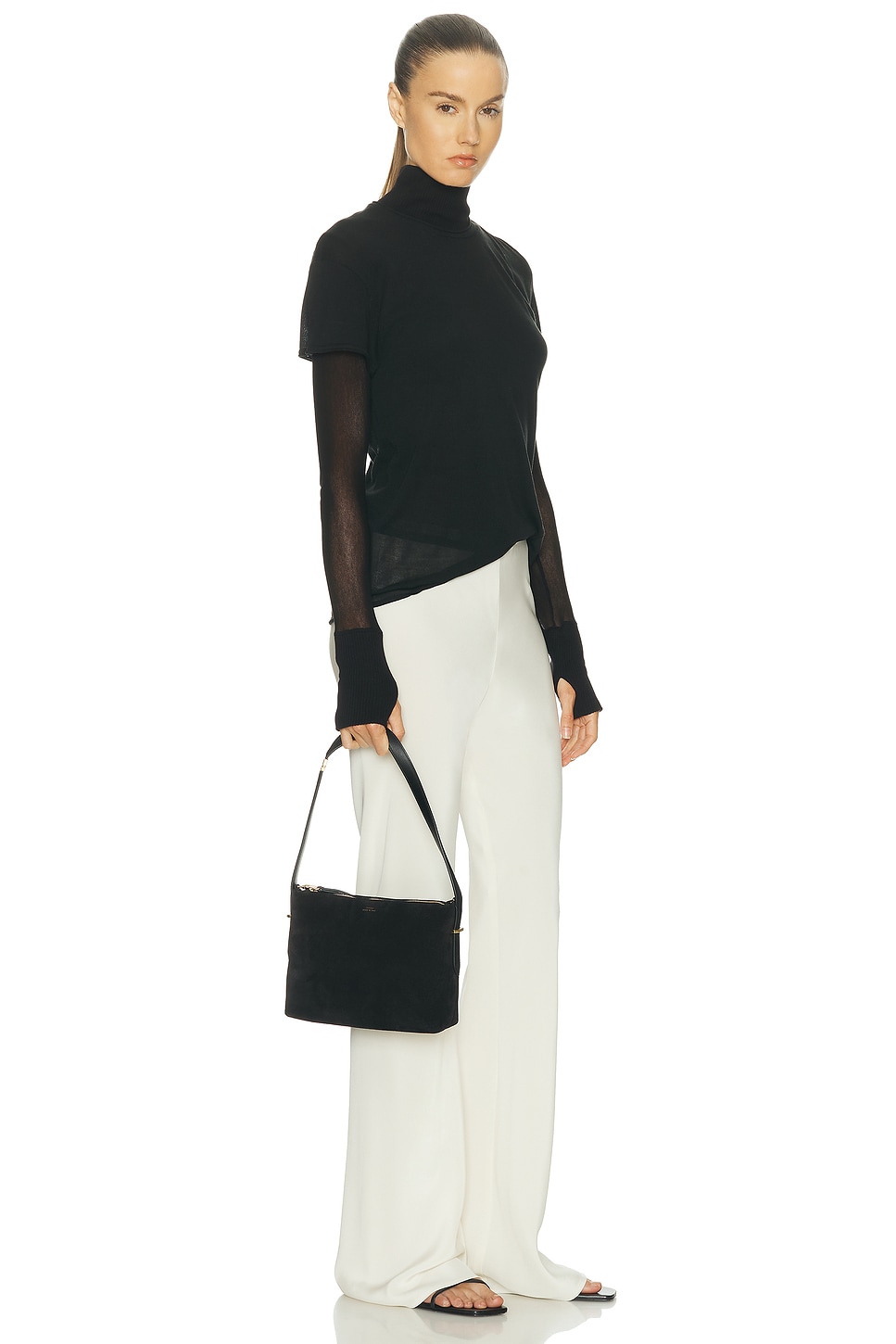 Totême Suede Scoop Wristlet Bag In Black