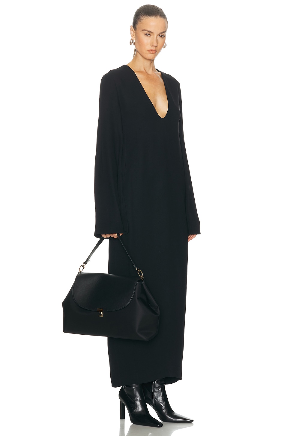 Totême T-lock Nylon Satchel Bag In Black