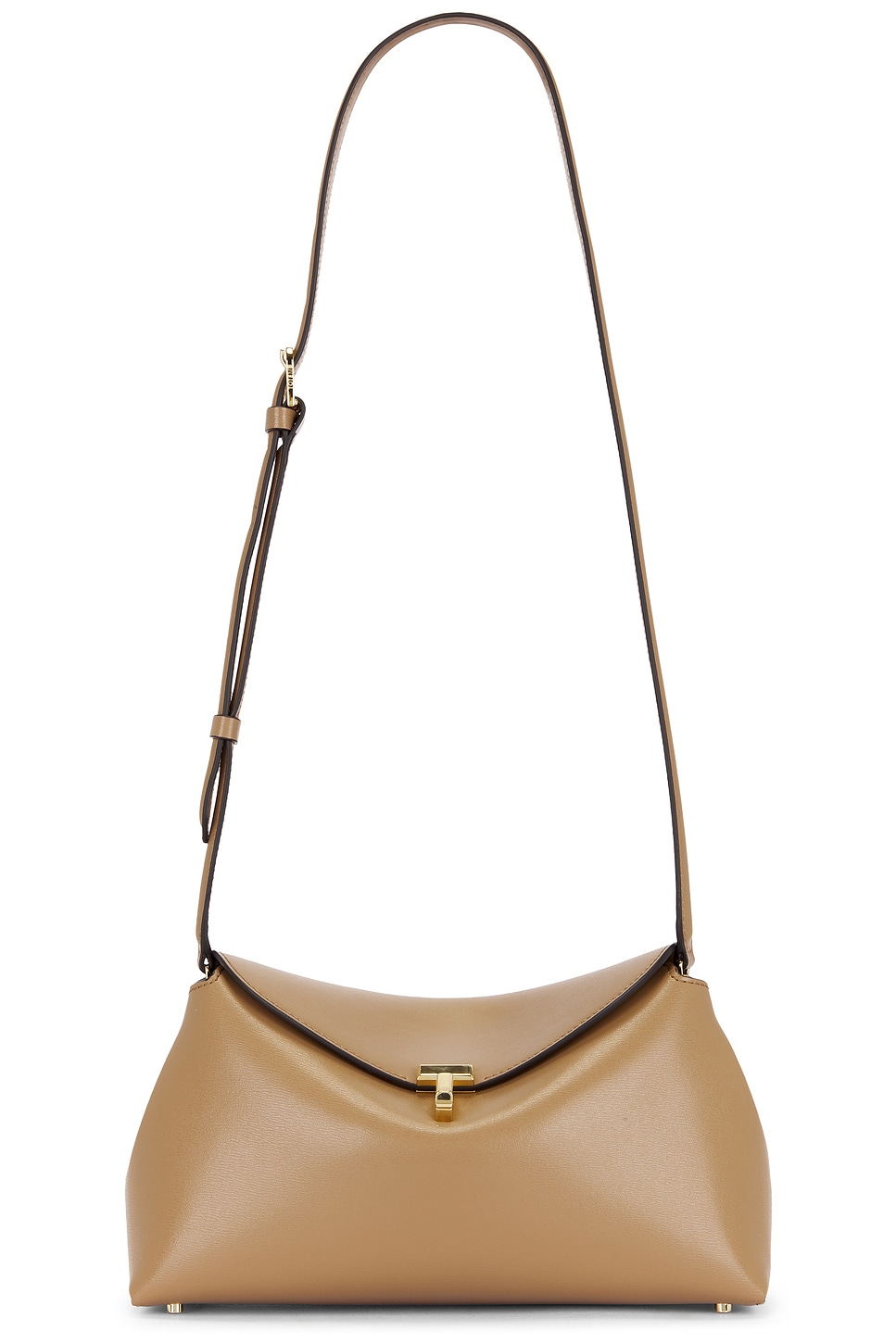 Totême T-lock Leather Clutch In Brown