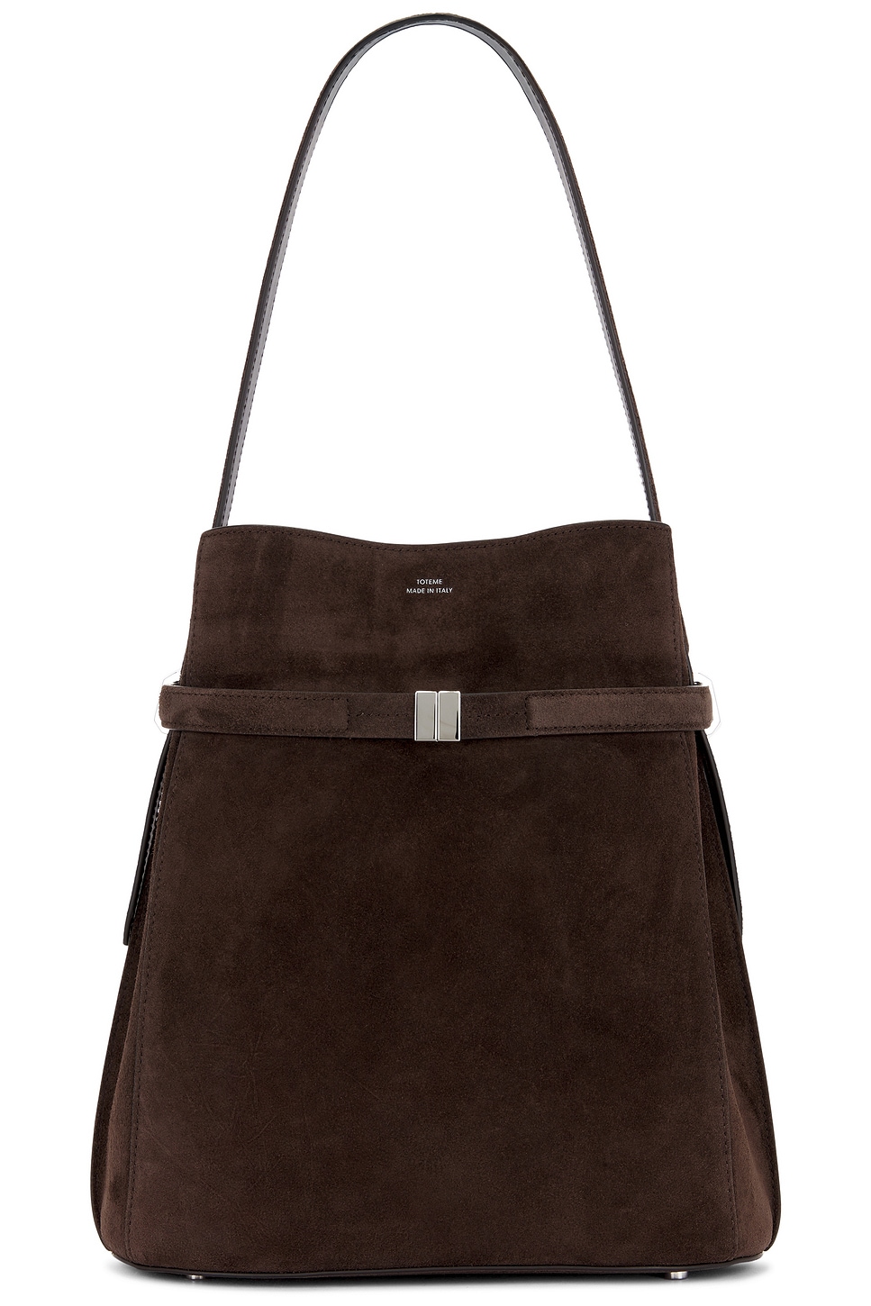 Totême Suede Belted Bucket Bag In Brown