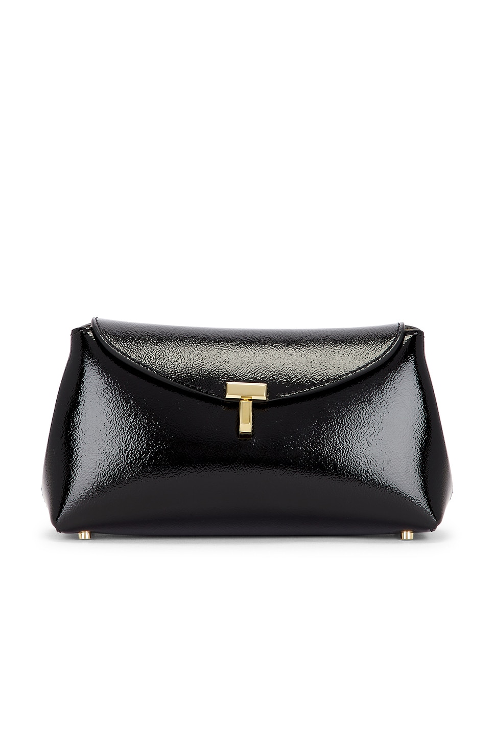Totême Mini T-lock Naplack Clutch In Black