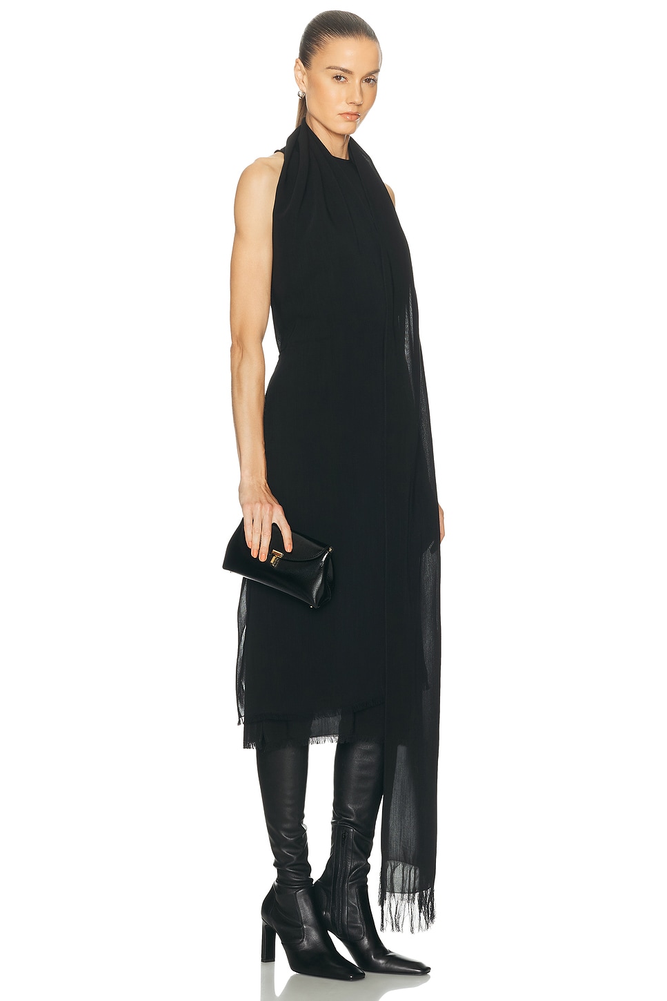 Totême Mini T-lock Naplack Clutch In Black