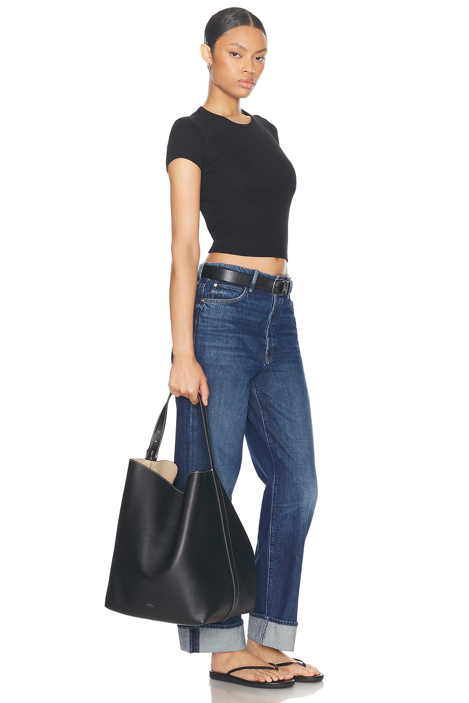 Totême Toteme Pre Leather Belted Tote Bag In Black