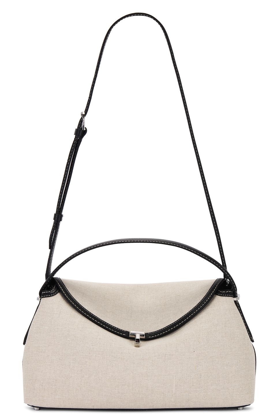 T Lock Top Handle Bag in Cream