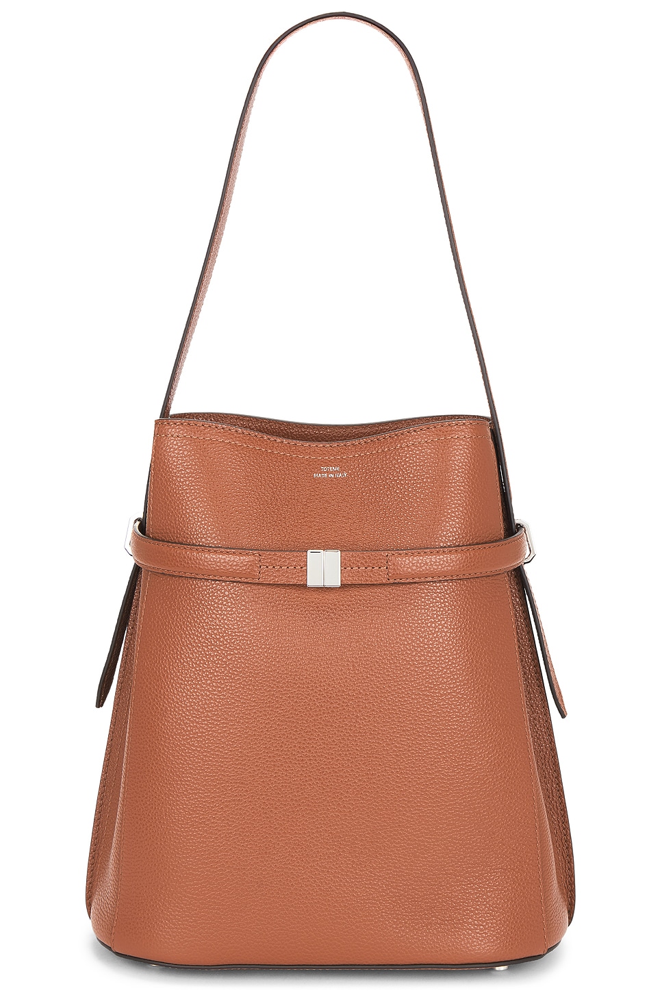 Toteme Belted Grained Leather Bucket Bag