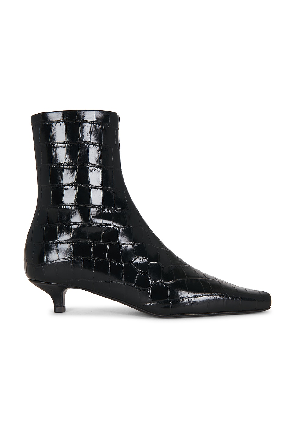 Toteme Slim Croco Embossed Ankle Boot in Black
