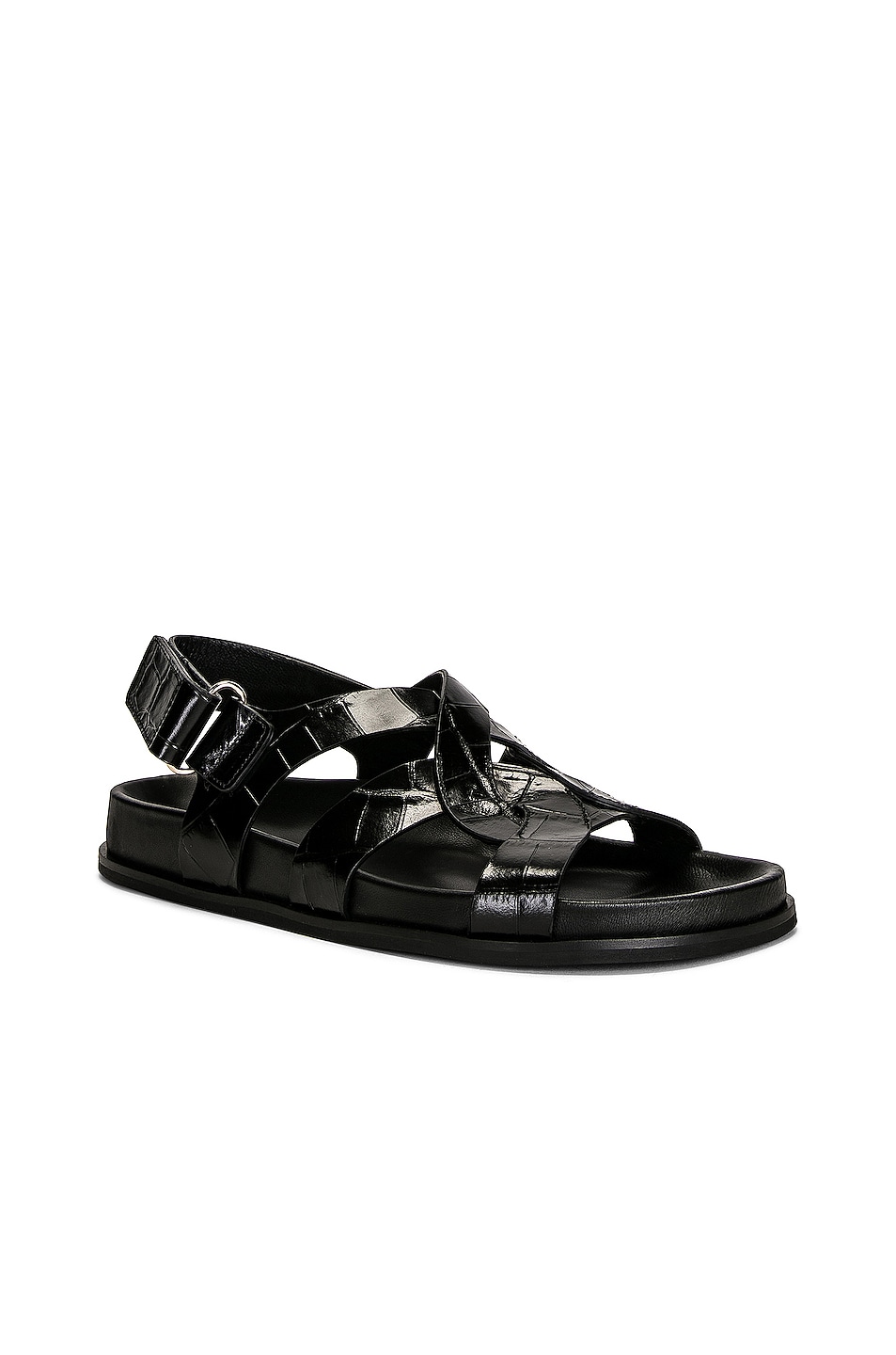 Toteme The Chunky Sandal in Black Croco | FWRD