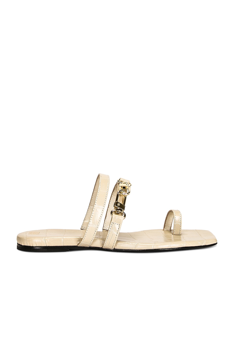 Image 1 of Toteme The Double Clasp Flat Sandal in Sand Croco
