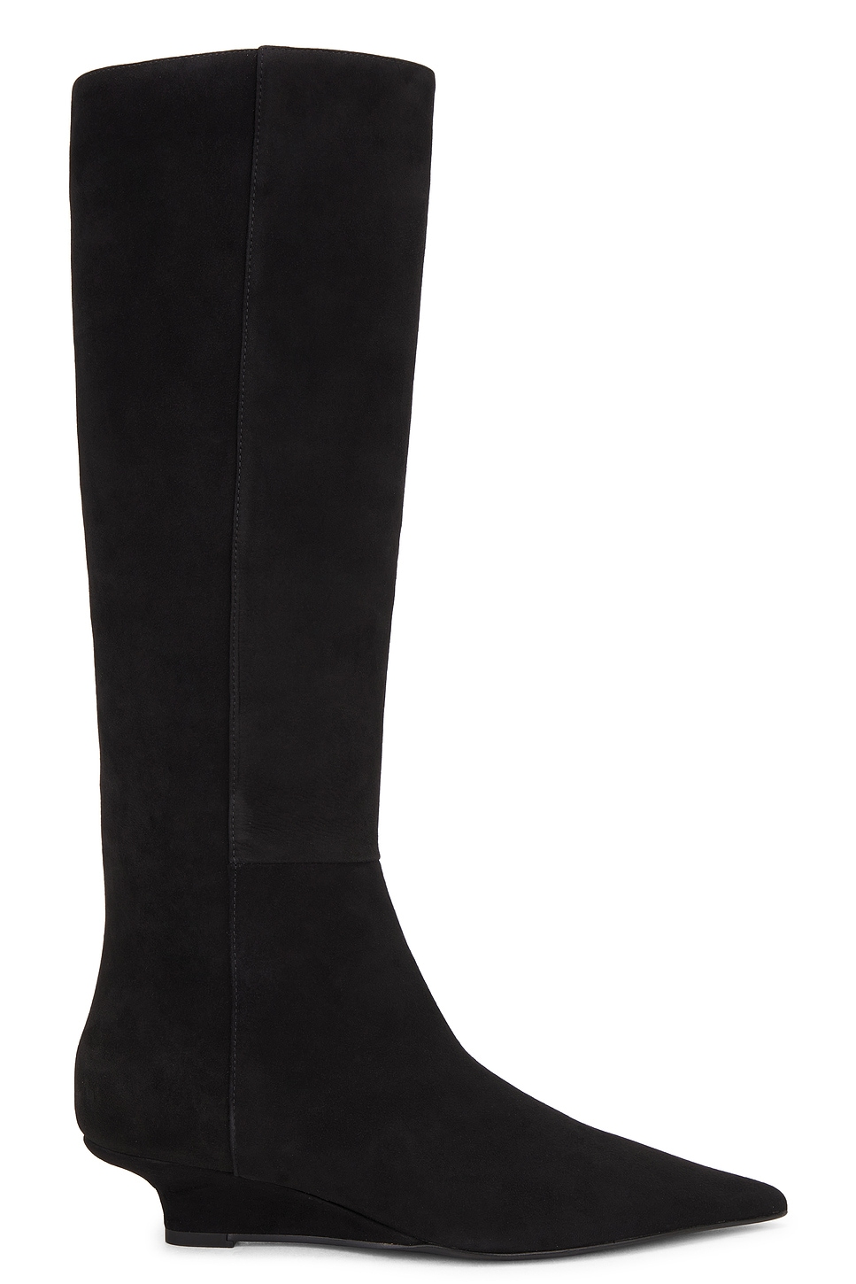 Sharp Suede Knee High Boot in Black