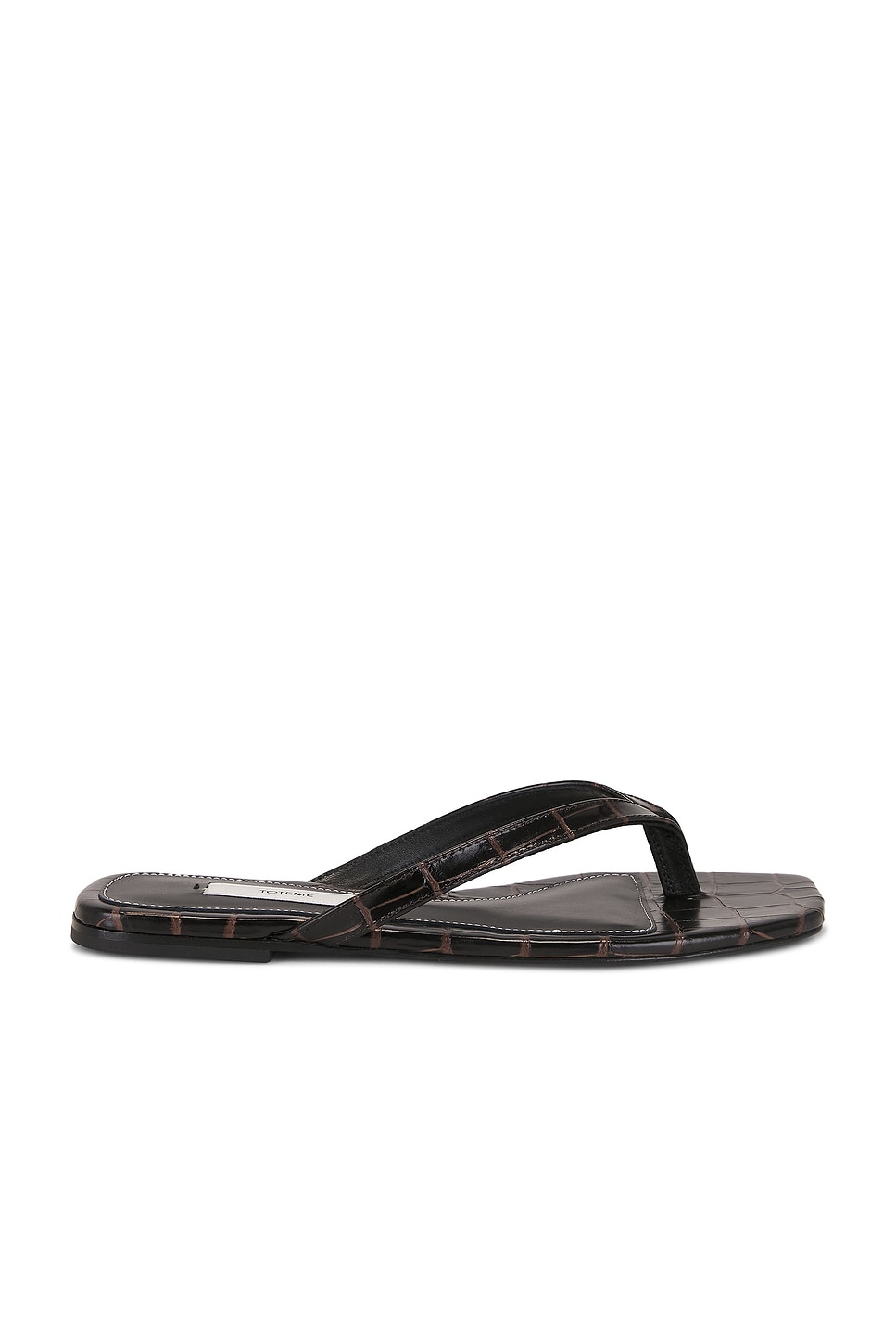 Croco Embossed Flip Flop in Brown