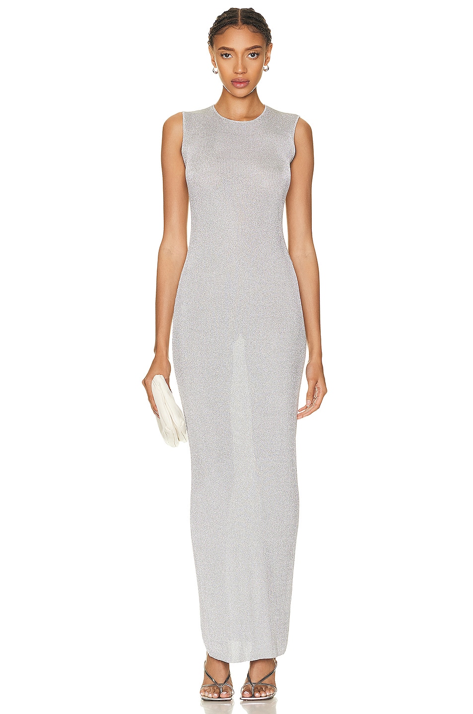 Image 1 of TOVE Vero Knitted Dress in Silver