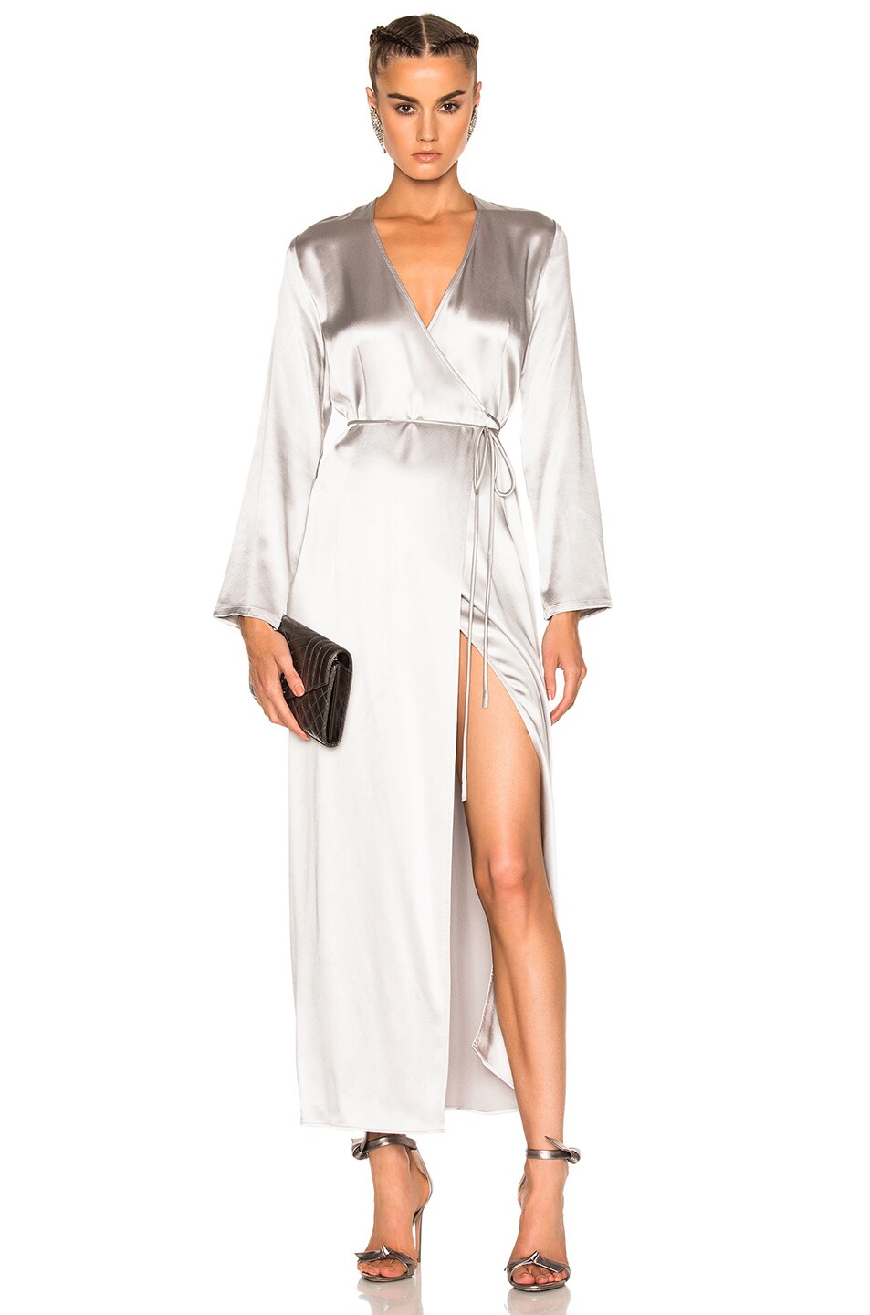 Image 1 of ThePerfext Elyse Wrap Dress in Heather Gray