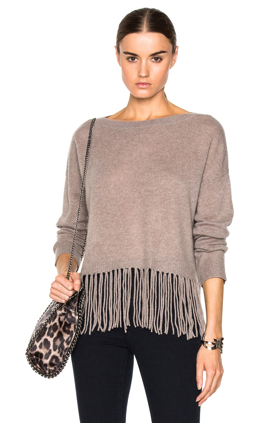 Image 1 of ThePerfext Greenpoint Fringe Sweater in Latte