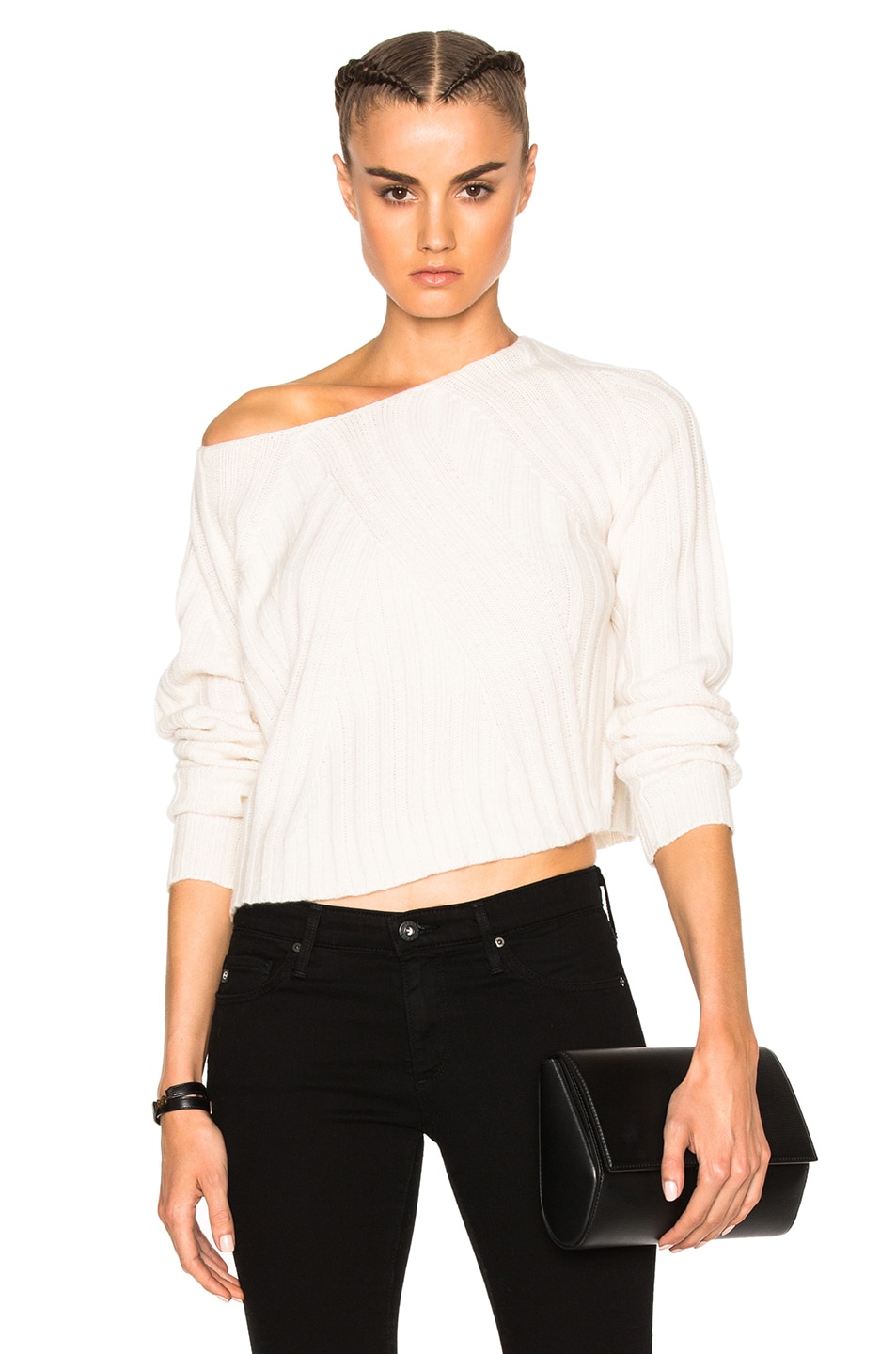 Image 1 of ThePerfext Casey Cropped Long Sleeve Sweater in Chalk