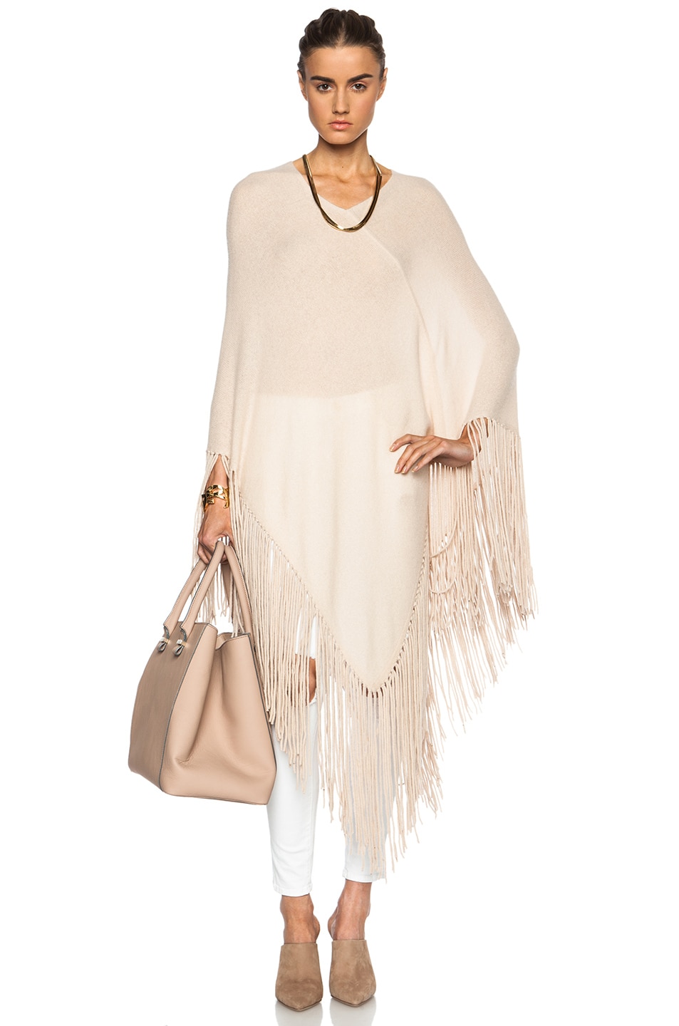 Image 1 of ThePerfext Joan Cashmere Sweater Cape in Natural
