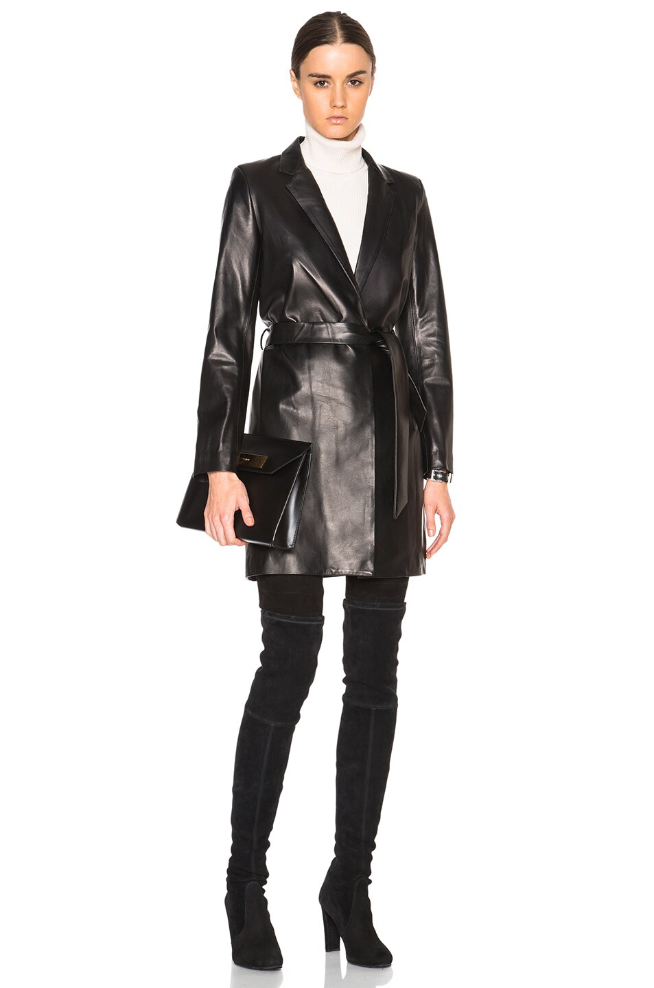 Image 1 of ThePerfext FWRD Exclusive Tribeca Wrap Leather Jacket in Black