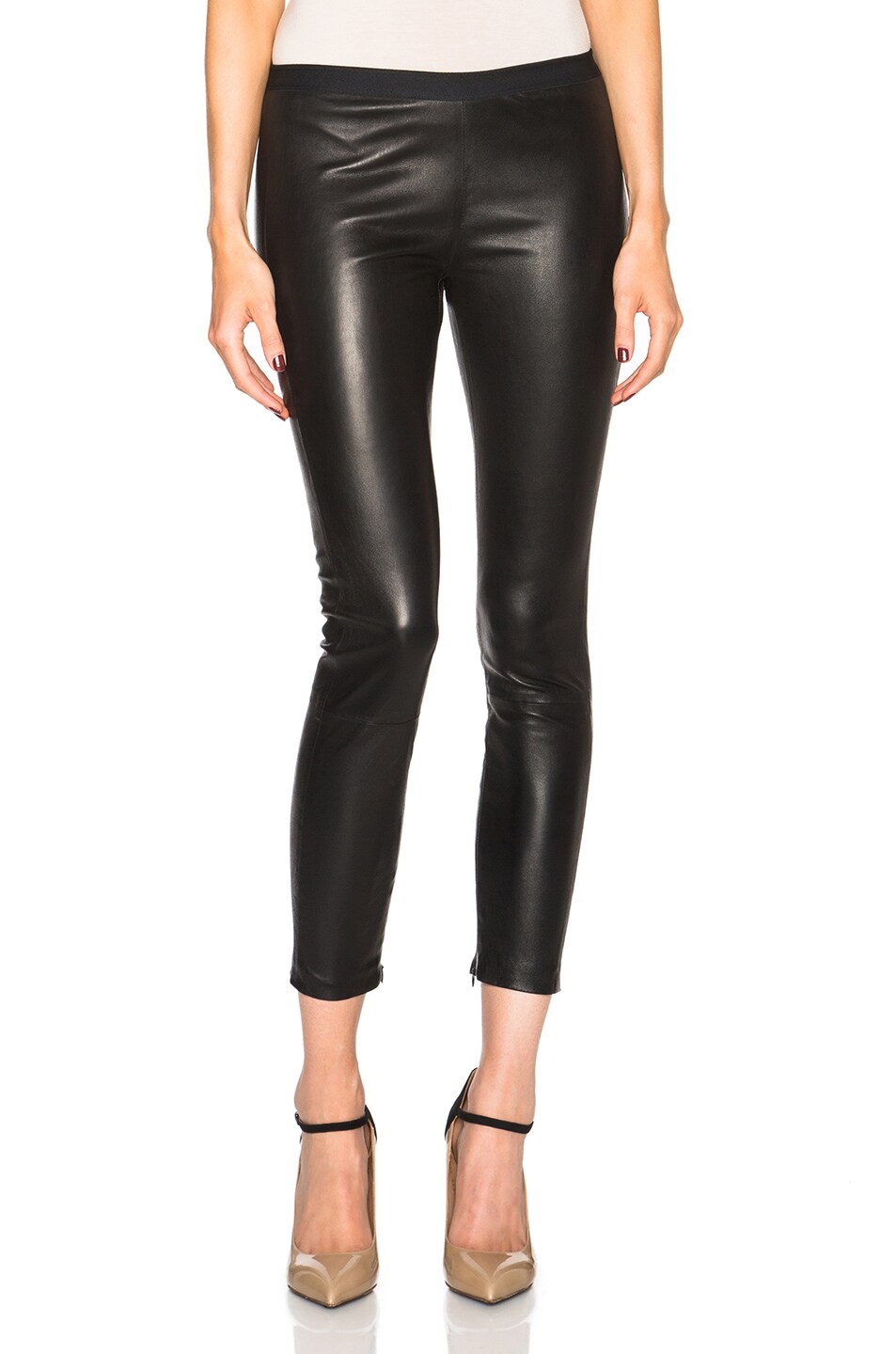 Image 1 of ThePerfext Brittany Leather Pants with Hidden Zipper in Black