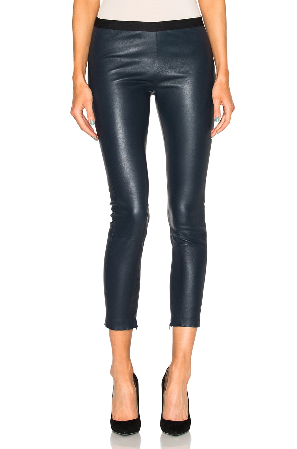 Image 1 of ThePerfext Brittany Cropped Leather Pants in Navy