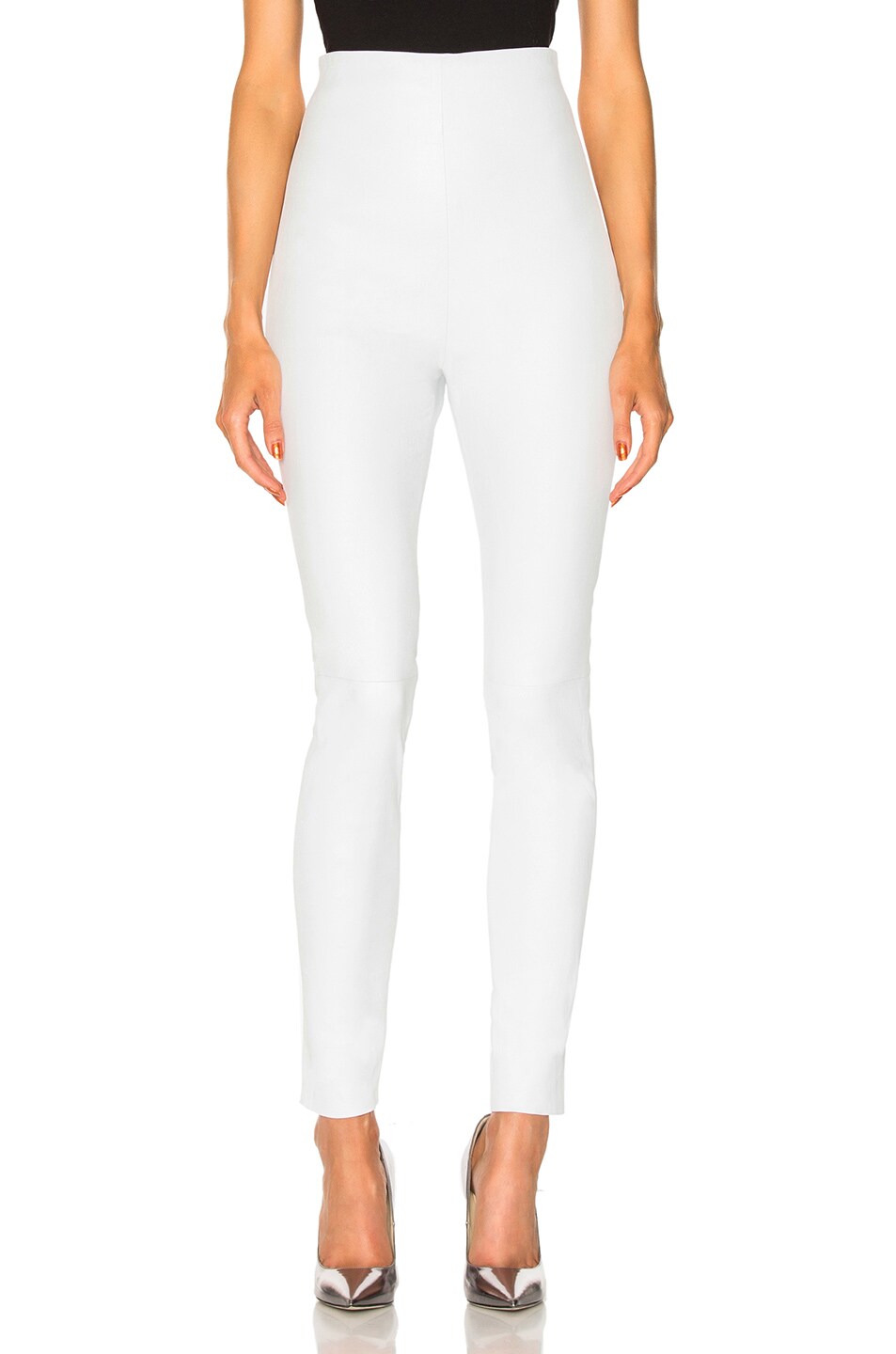 Image 1 of ThePerfext Jessica High Waisted Leather Leggings in White