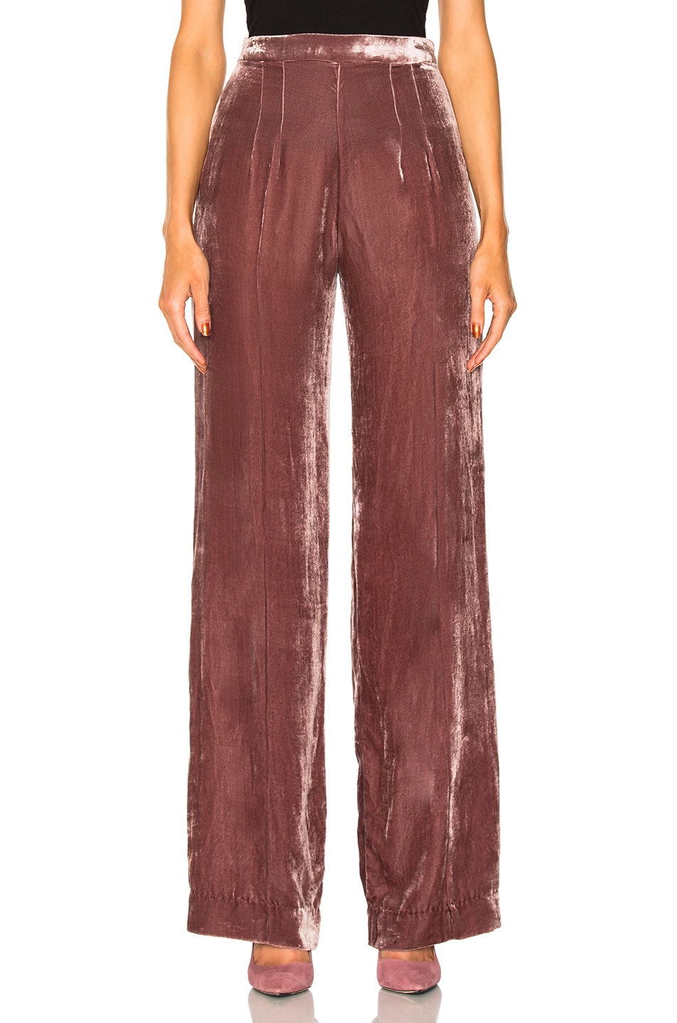 Image 1 of ThePerfext Alex High Waisted Velvet Pants in Rose
