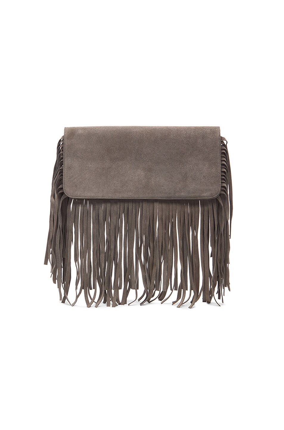 Image 1 of ThePerfext Hayley Fringe Clutch in Grey Suede
