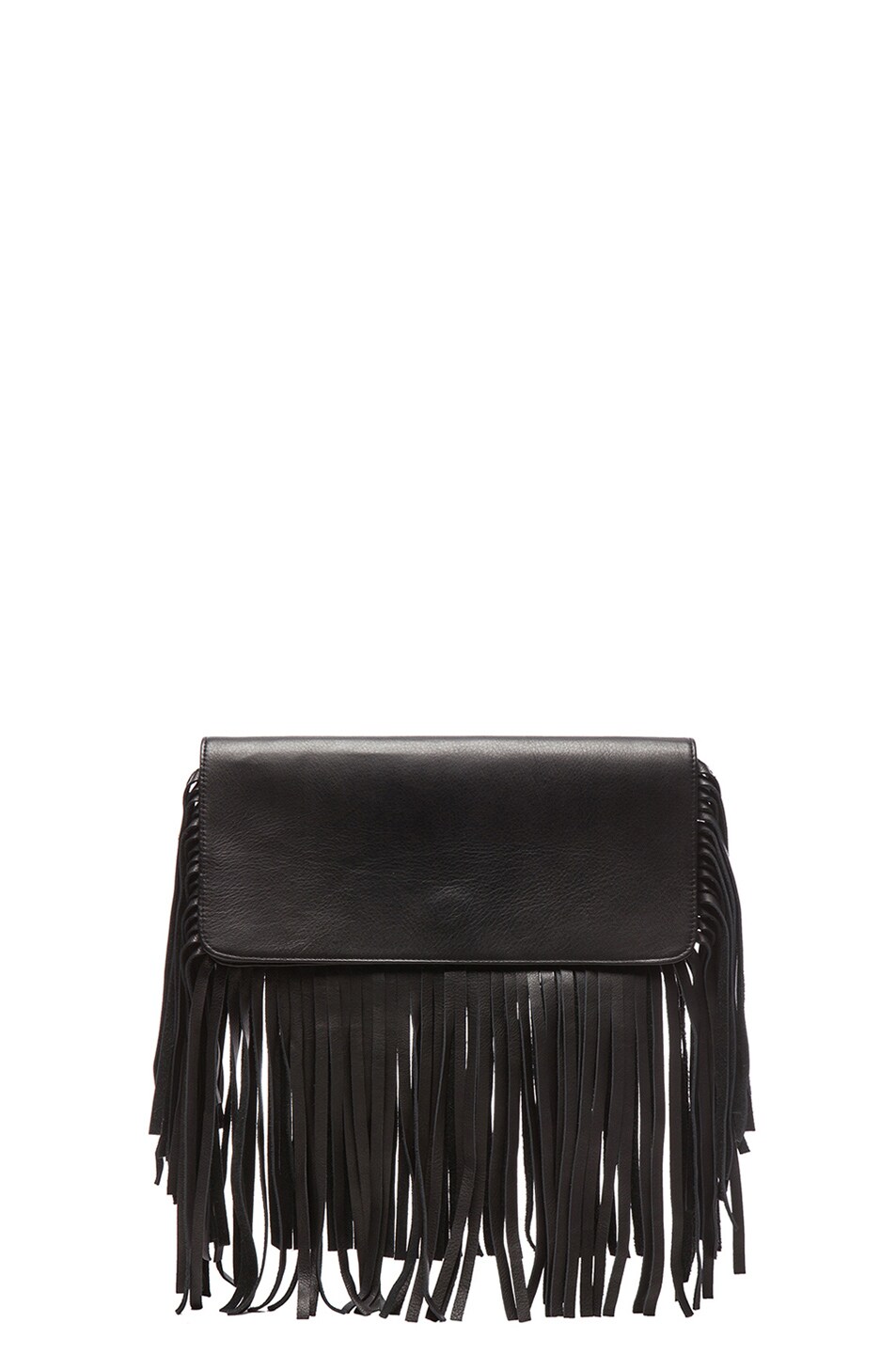 Image 1 of ThePerfext Hayley Fringe Clutch in Black Leather