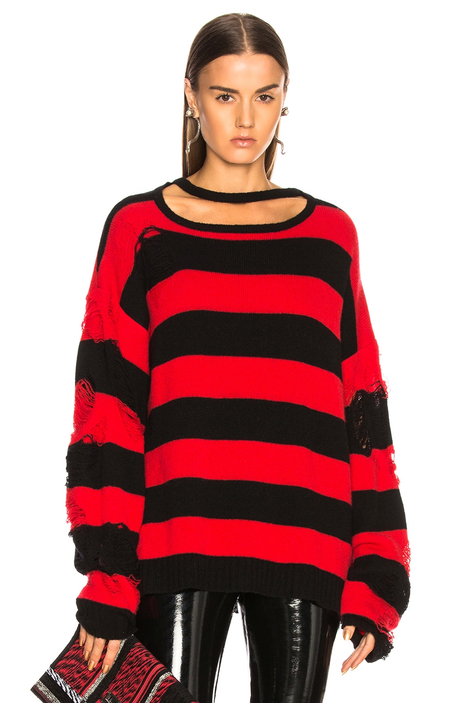 Image 1 of TRE by Natalie Ratabesi Love Sweater in Ruby Navy Stripe