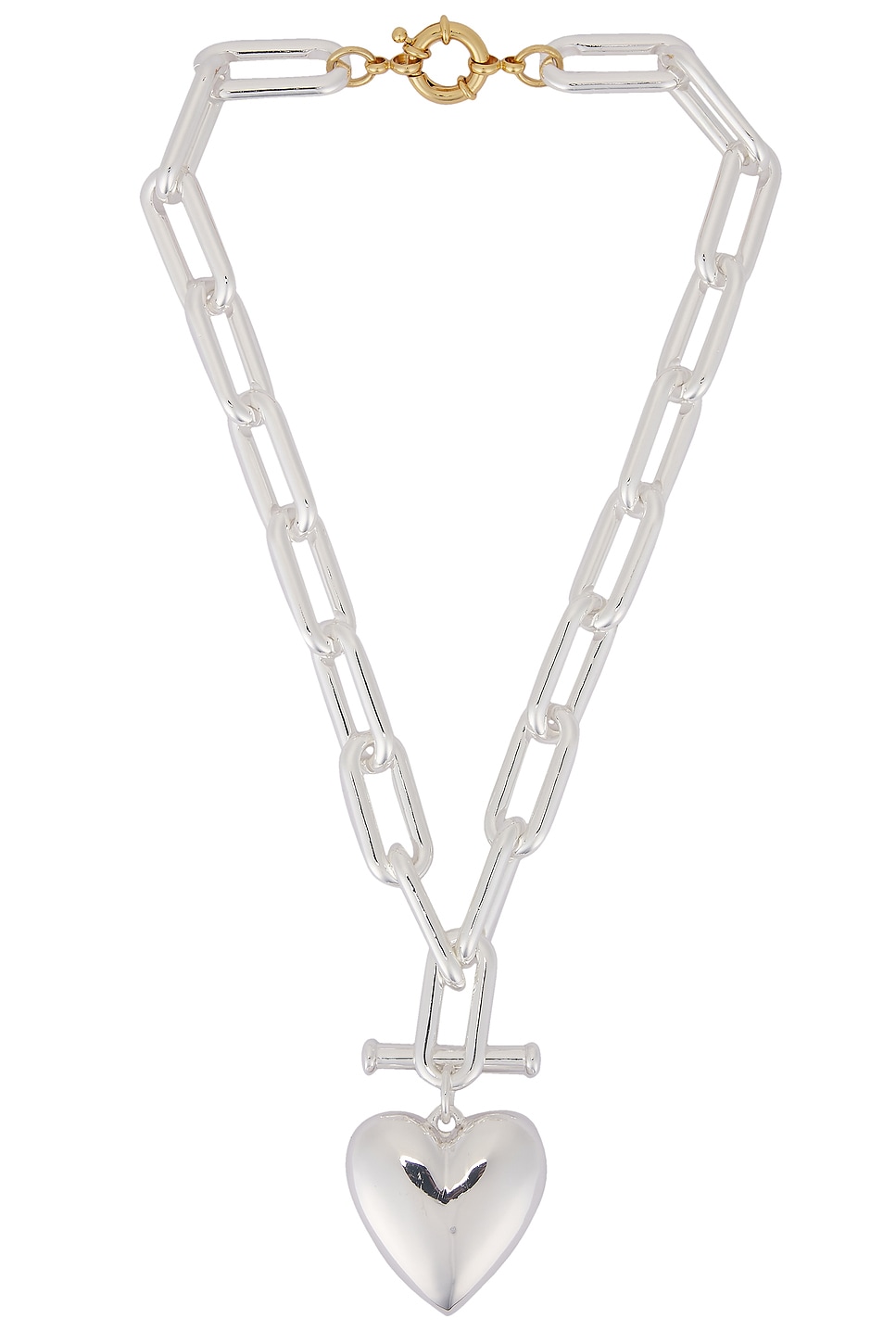Heart Charm Chain Necklace in Metallic Silver