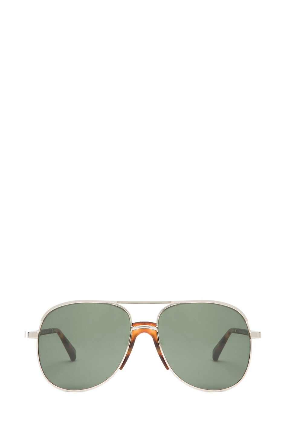 Image 1 of The Row Rounded Aviator Sunglasses in Silver & Black
