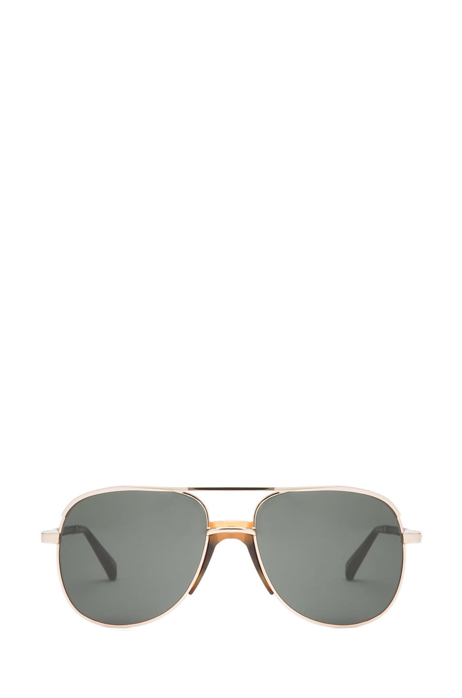 Image 1 of The Row Rounded Aviator Sunglasses in Gold & Black