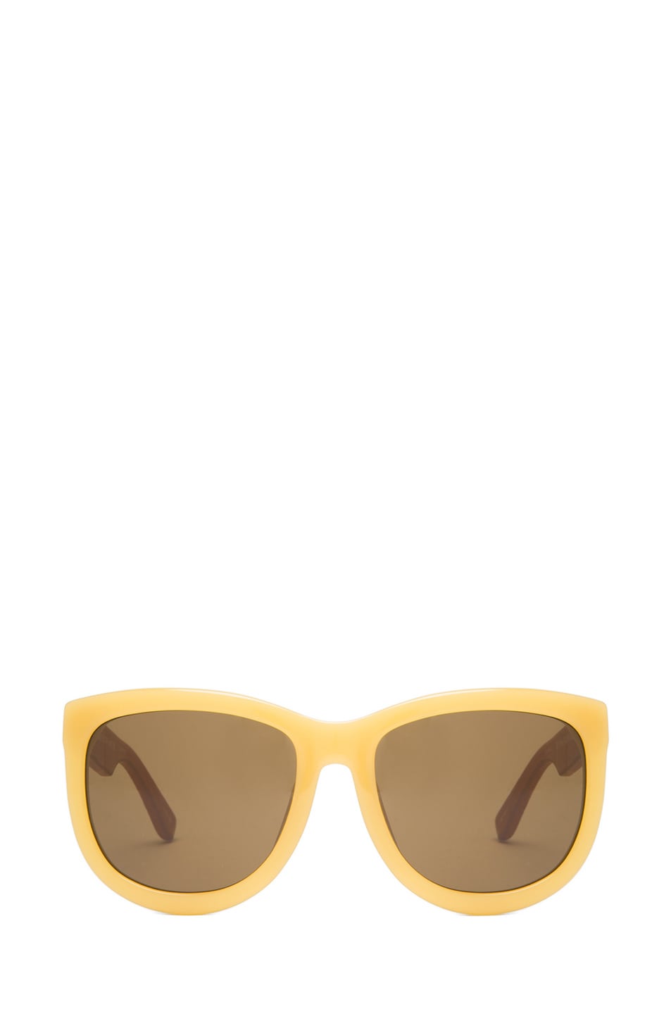 Image 1 of The Row Rounded Wayfarer Sunglasses in Gold & Taupe