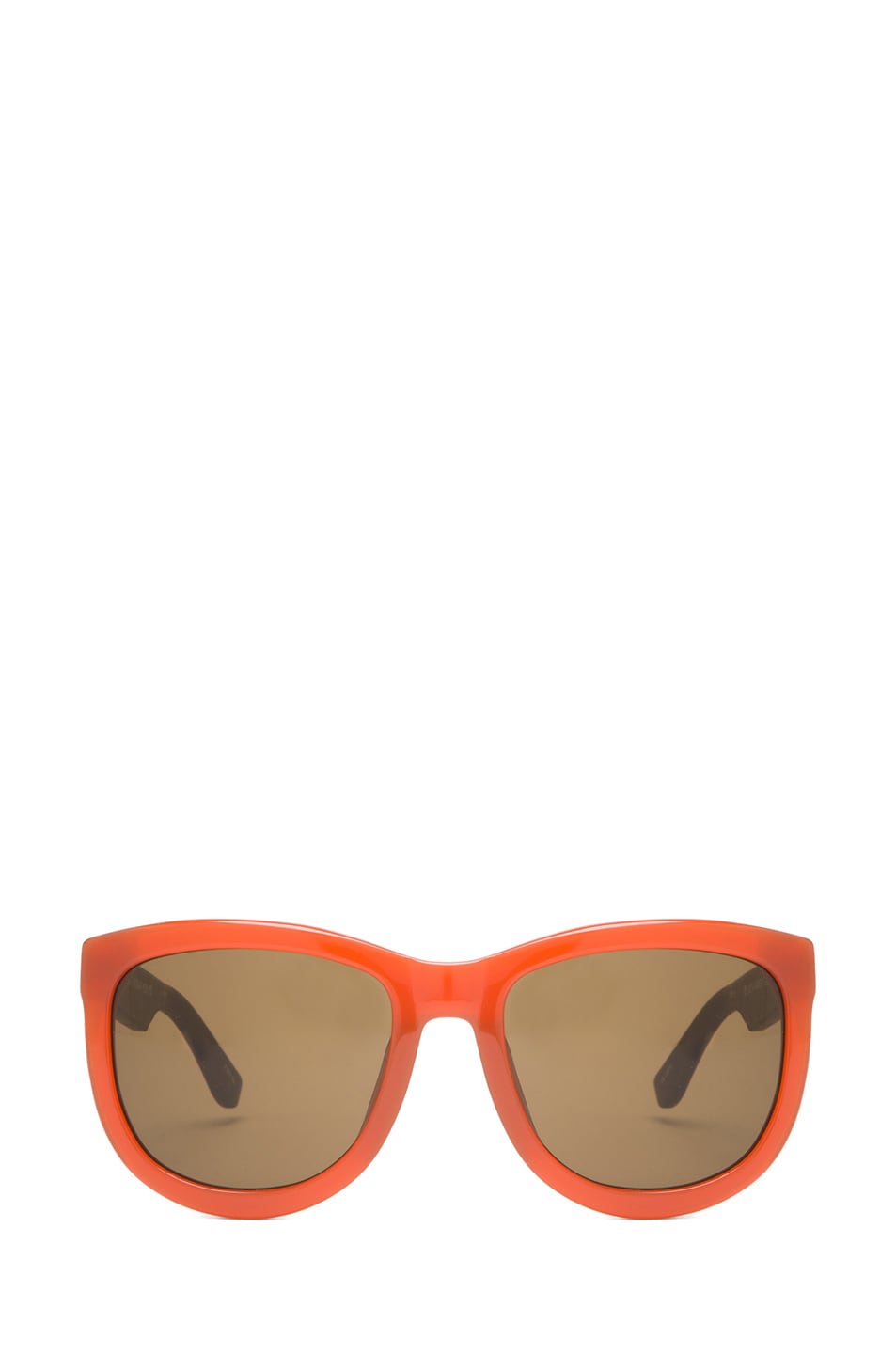 Image 1 of The Row Rounded Wayfarer Sunglasses in Rust & Walnut