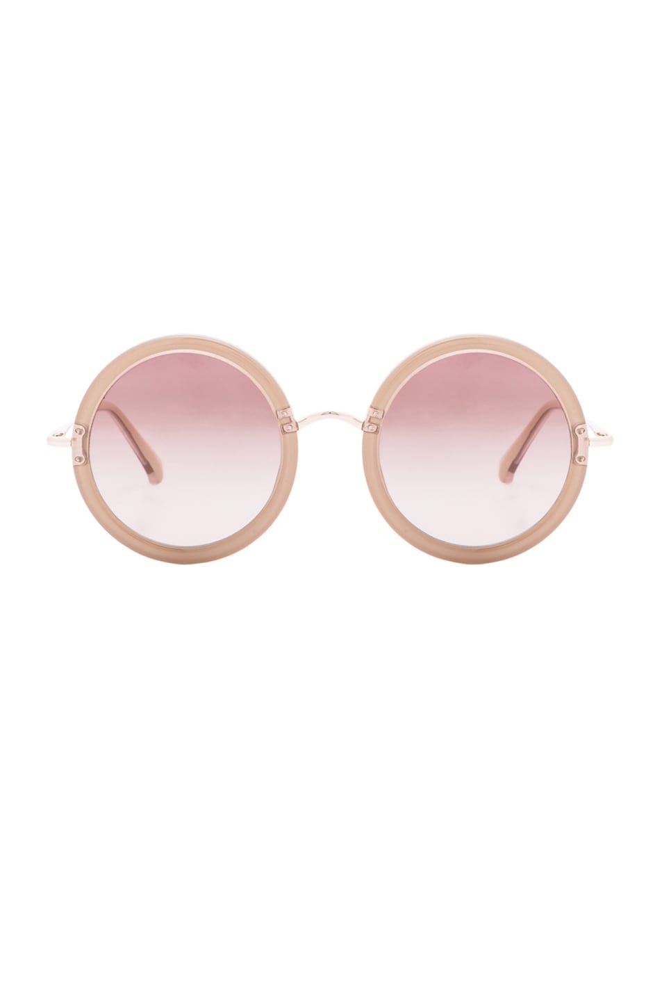 The Row Signature Circle Sunglasses in Mink & Cream | FWRD