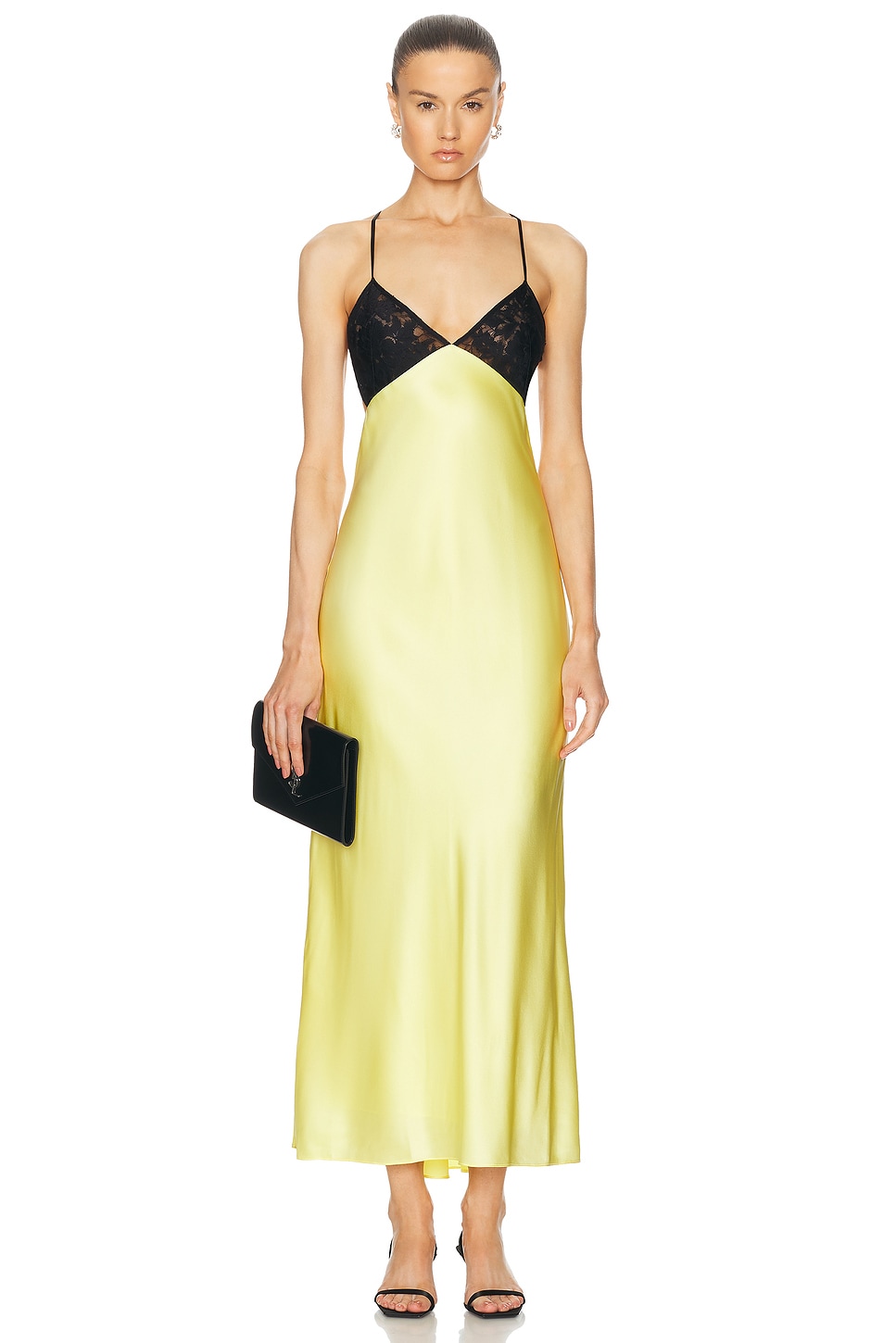 Image 1 of The Sei Lace Contrast Bias Dress in Limoncello