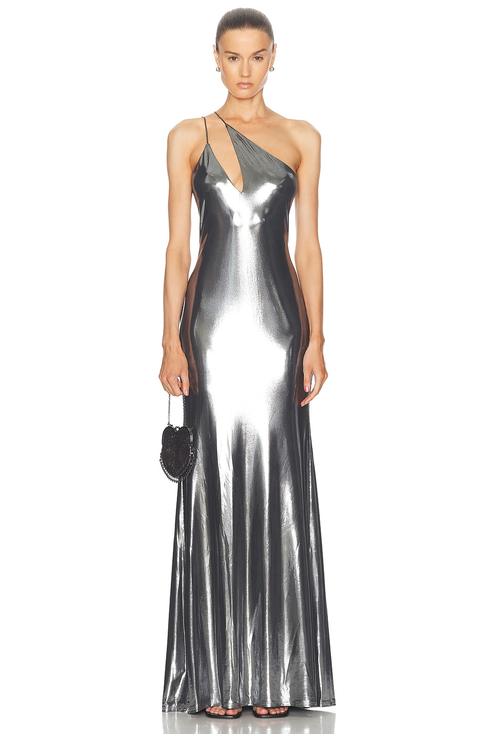 Shop The Sei Double Strap Gown In Silver Foil