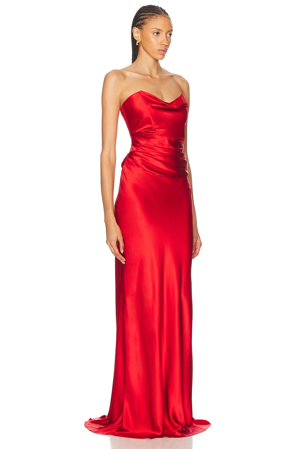 Shop The Sei Cowl Bustier Gown In Crimson