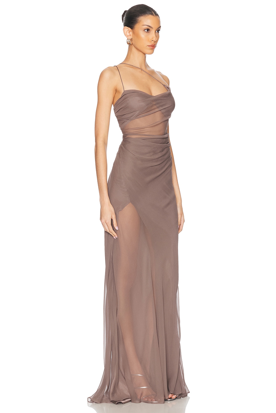 Strappy Diaphanous Gown in Grey