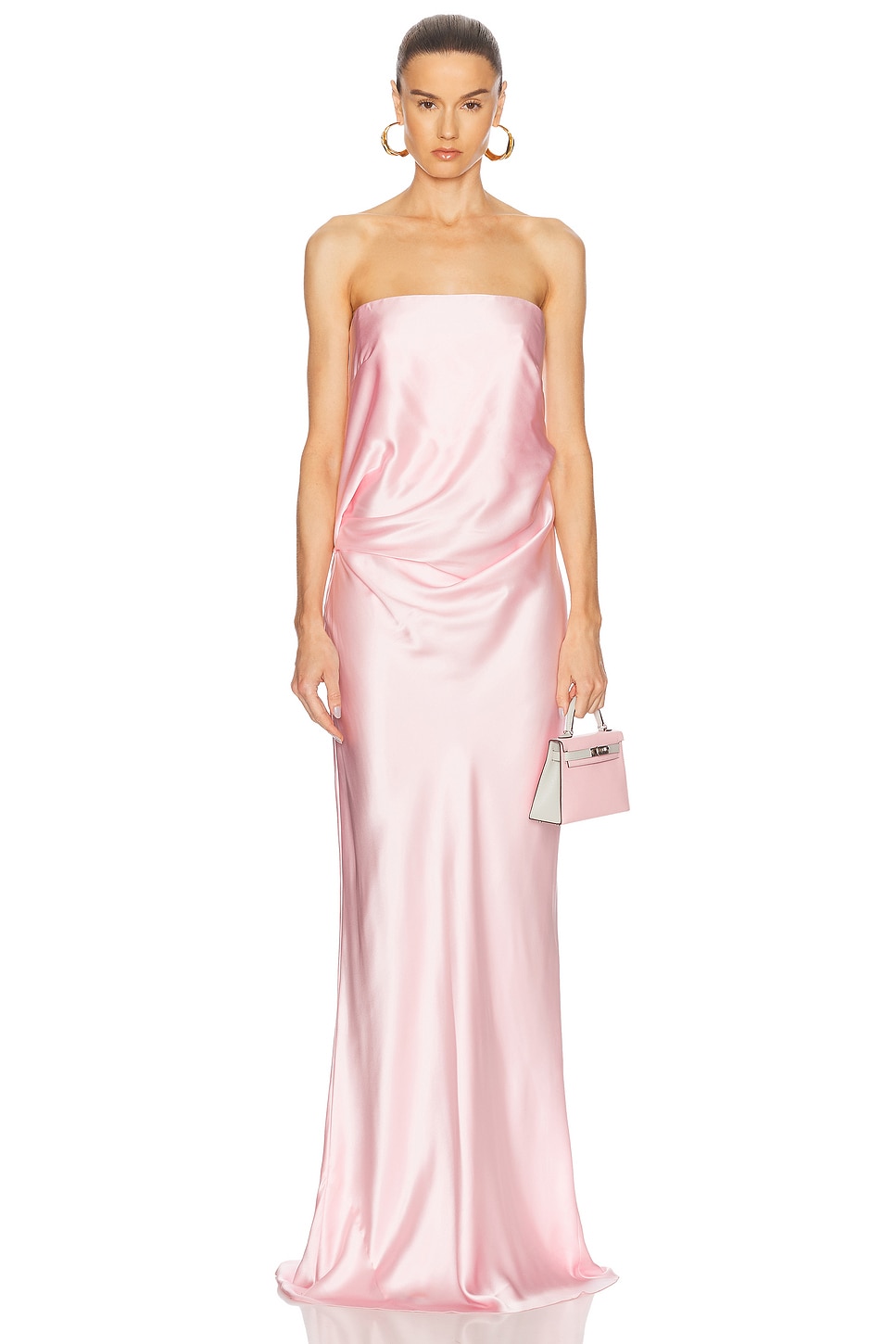 Draped Strapless Gown in Pink