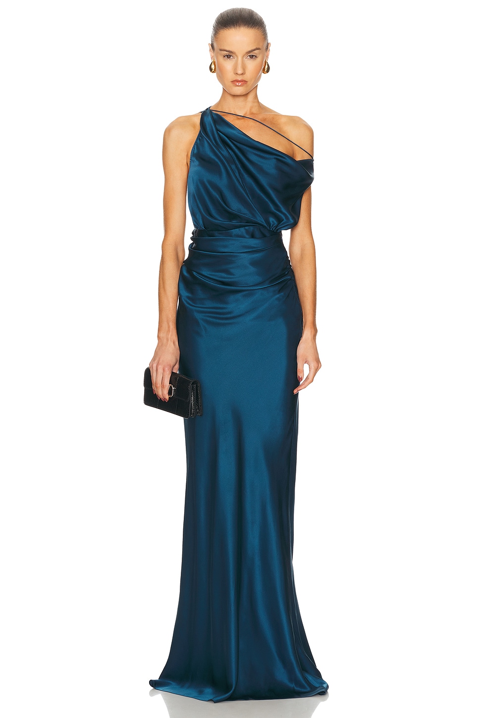 Strapped Off Shoulder Gown in Blue
