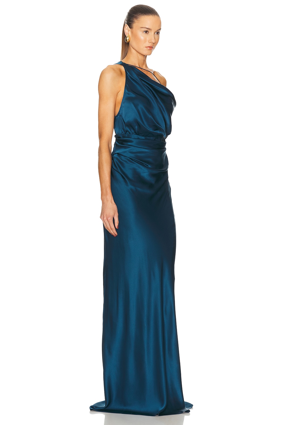 Strapped Off Shoulder Gown in Blue