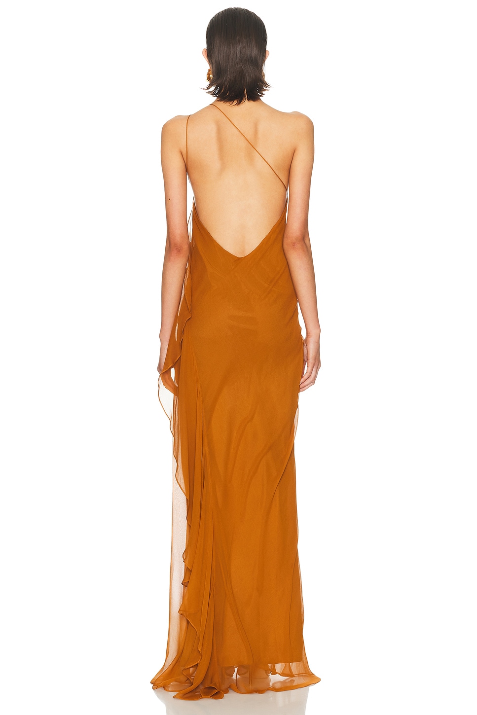One Shoulder Ruffle Gown