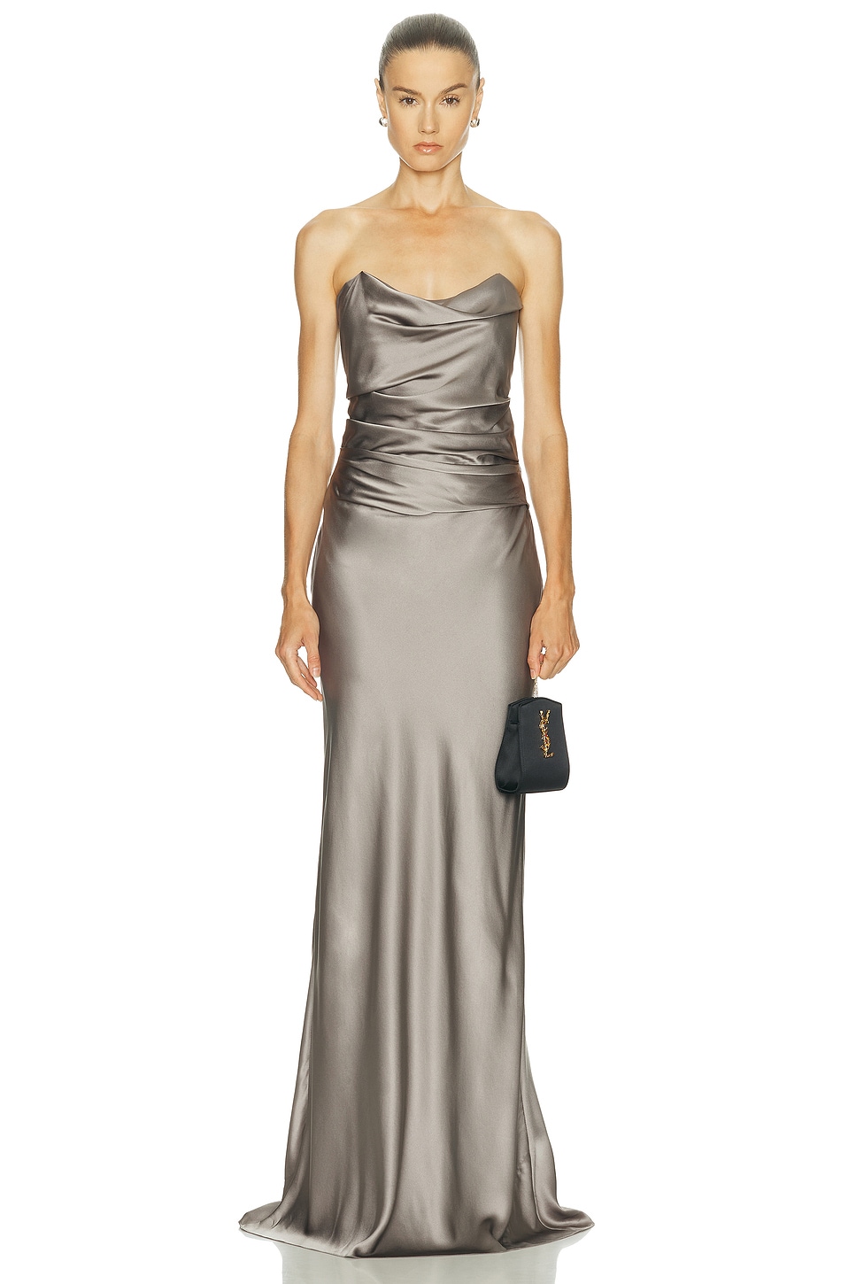 The Sei Cowl Bustier Gown In Gray
