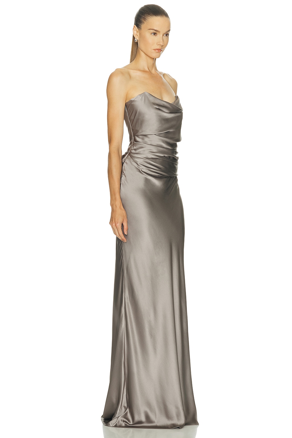 The Sei Cowl Bustier Gown In Gray