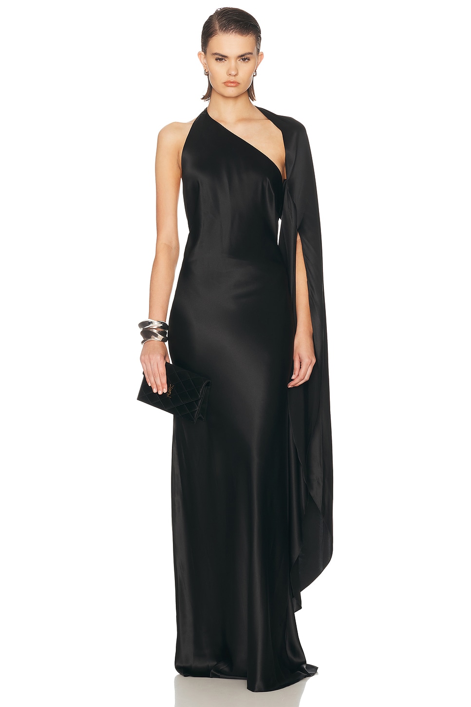 The Sei Drape Sleeve One Shoulder Gown