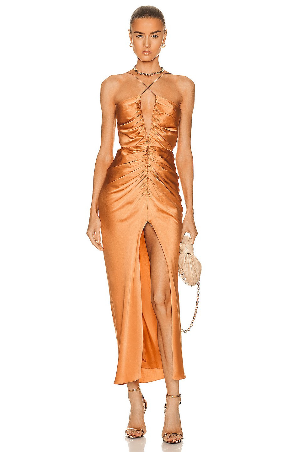 Image 1 of The Sei Keyhole Gathered Dress in Apricot
